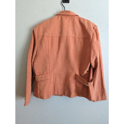 Vintage Positive Attitude Sz 12 Pastel Orange Faux Suede Jacket and Blouse Set
