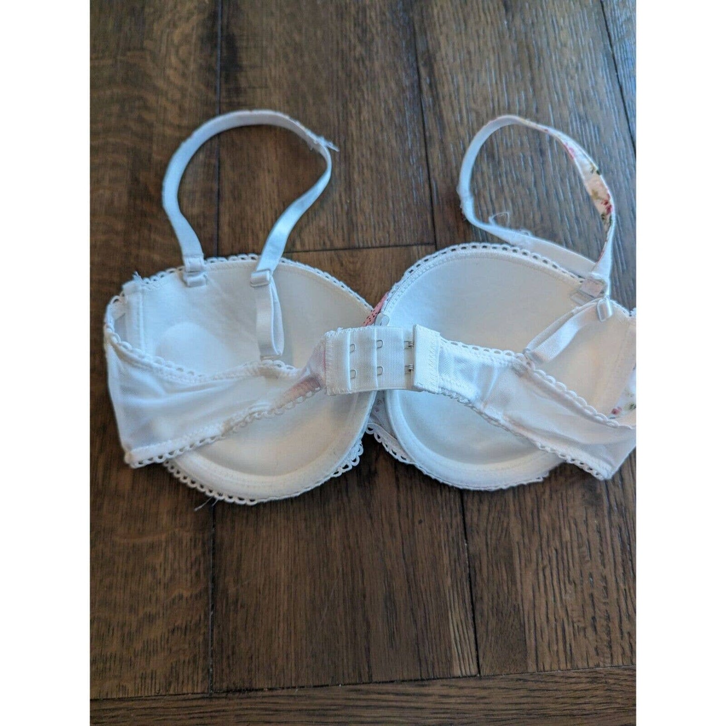 Vintage Y2K Native Intimates Womens Sz 36C Padded Push Up Bra White Floral