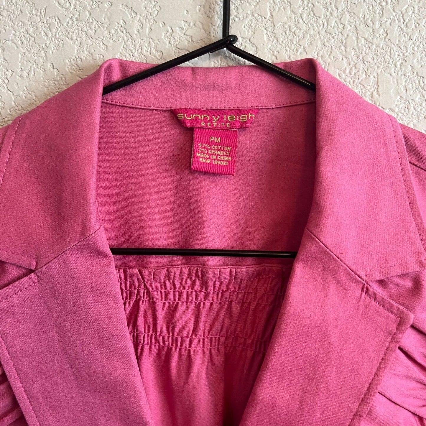 Vintage 1990s Sunny Leigh Womens Ruched Bubblegum Pink Blazer Jacket PM
