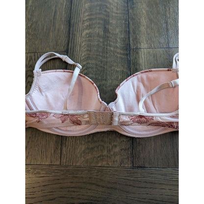 Gilligan & O'Malley Womens Sz 36B Beige and Burgundy Floral Bra