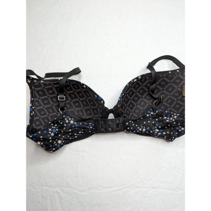 Victorias Secret Biofit Sz 34D Demi Uplift Bra Black Blue White Star Print