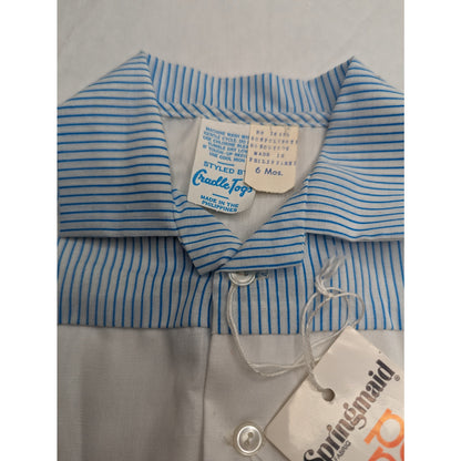 Vintage Cradle Togs Baby Boys Sz 6M Button Down Shirt Blue White Sleeveless NEW