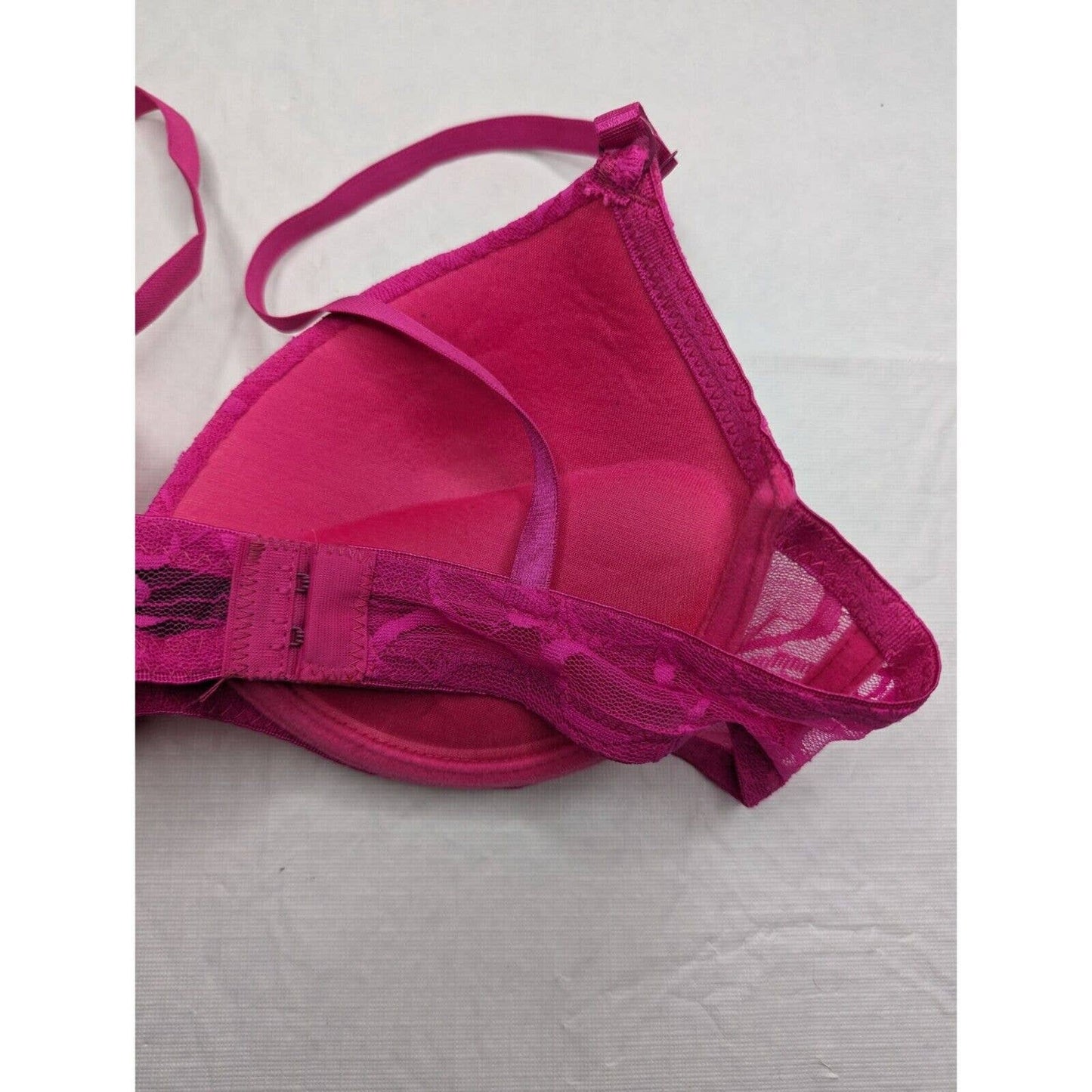 Icy Hot Lingerie Womens Sz 36B Padded Push Up Bra Bright Pink Lace NEW