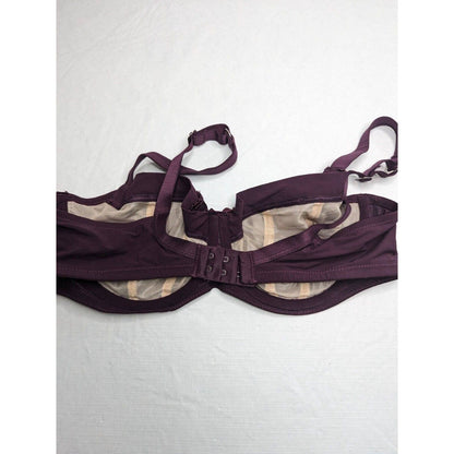 Masquerade Lingerie Womens Sz 36DD Oral Demi Bra Dark Purple Beige