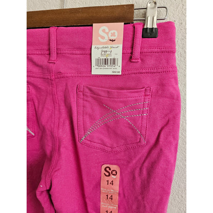 SO Girls Sz 14 Adjustable Waist Jegging Pants Pink Shimmer Sparkle