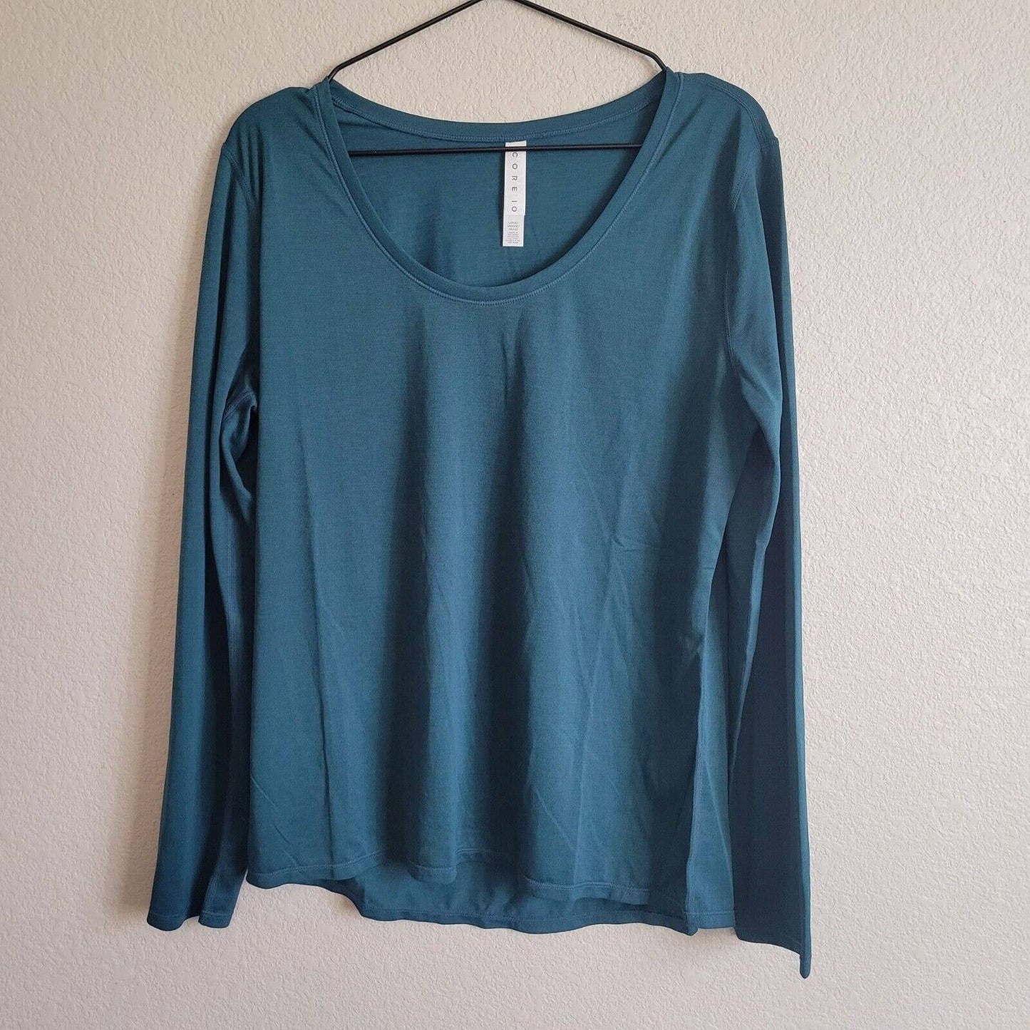 Core 10 Womens Sz L Long Sleeve T Shirt Dark Teal Blue Athletic