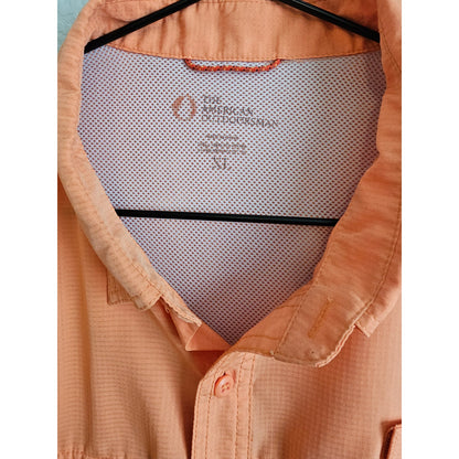 American Outdoorsman Mens Sz XL Short Sleeve Vented Fishing Shirt Light Orange