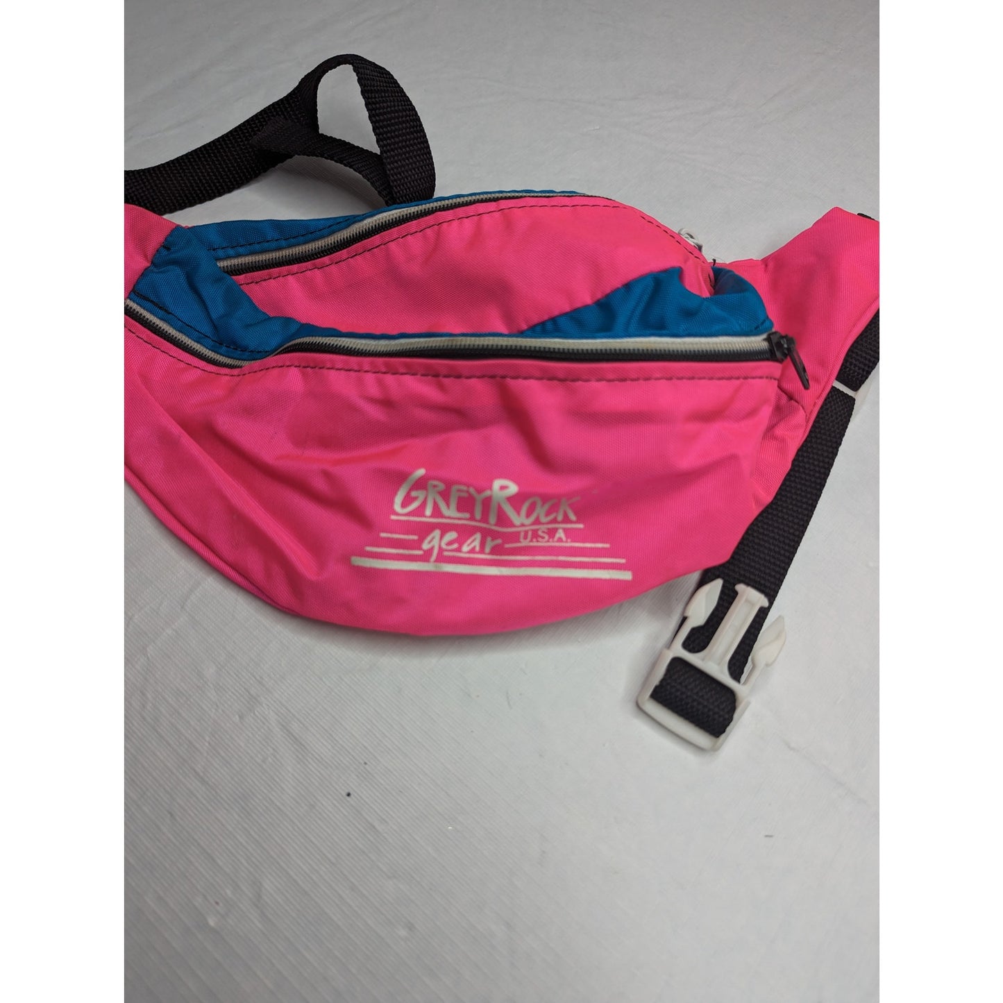 Vintage 1990s Grey Rock Gear Neon Pink Nylon Fanny Pack Waist Bag