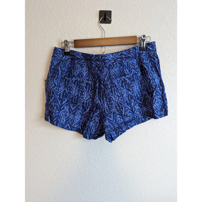 Cynthia Rowley Womens Sz 4 100% Linen Chino Shorts Blue Purple Chevron NEW