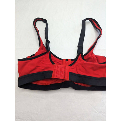 Fruit of the Loom Womens Sz 36C Bright Red Cotton Bra Black Trim