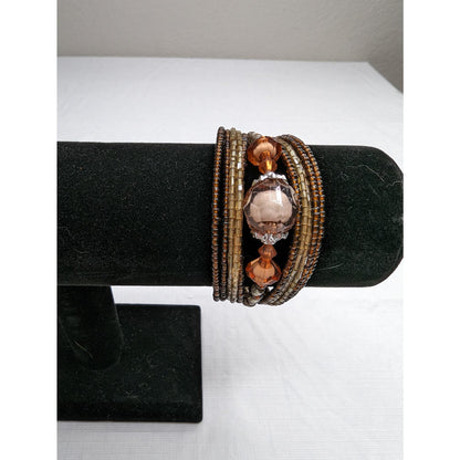 Vintage Y2K Seed Bead Stacked Layered Adjustable Bracelet Gold Tones