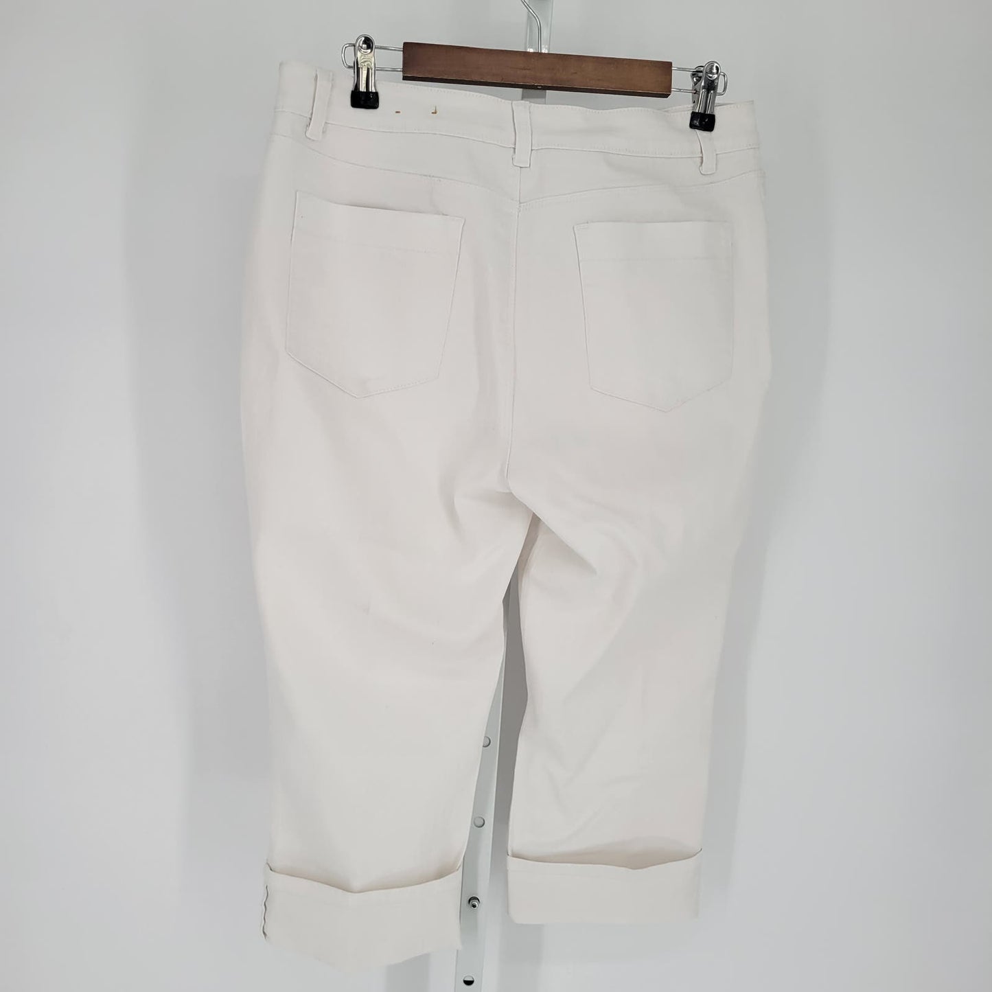 Coldwater Creek Womens Sz 12 Cropped Cuff White Denim Jeans