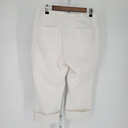 Coldwater Creek Womens Sz 12 Cropped Cuff White Denim Jeans