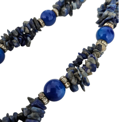 Vintage 1970s Blue Chip Stone Multi Strand Necklace