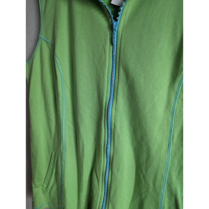 Quacker Factory Womens Sz L Full Zip Rhinestone Vest Bright Green NEW