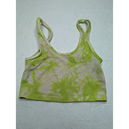 No Boundaries Womens Sz M Ribbed Tie Dye Longline Sports Bra Lime Green