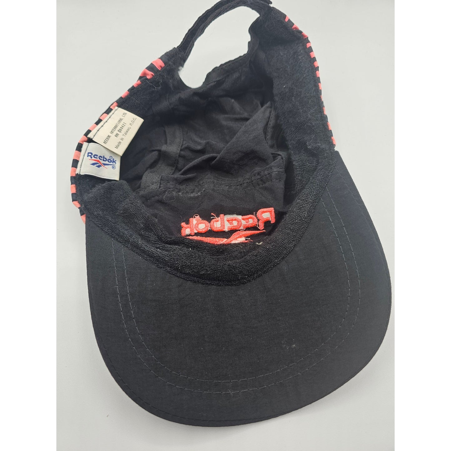 Vintage Reebok Womens Nylon Baseball Running Hat Black and Bright Pink
