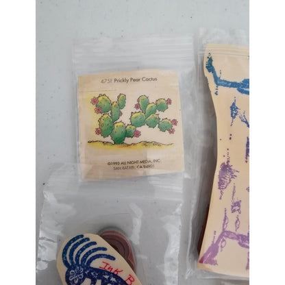 Lot of 7 Vintage Rubber Stamps Southwestern Kokopelli Cactus Scenery