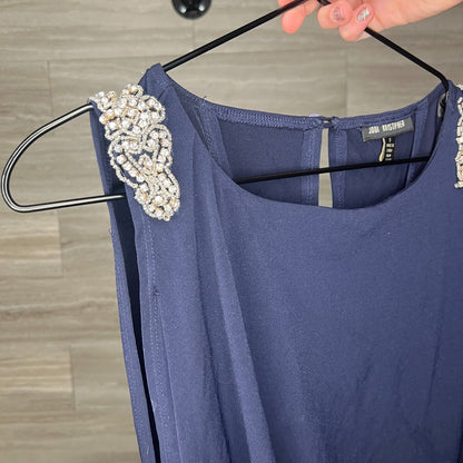 Jodi Kristopher Juniors Sz 3 Navy and Blush Dress Lace Open Back