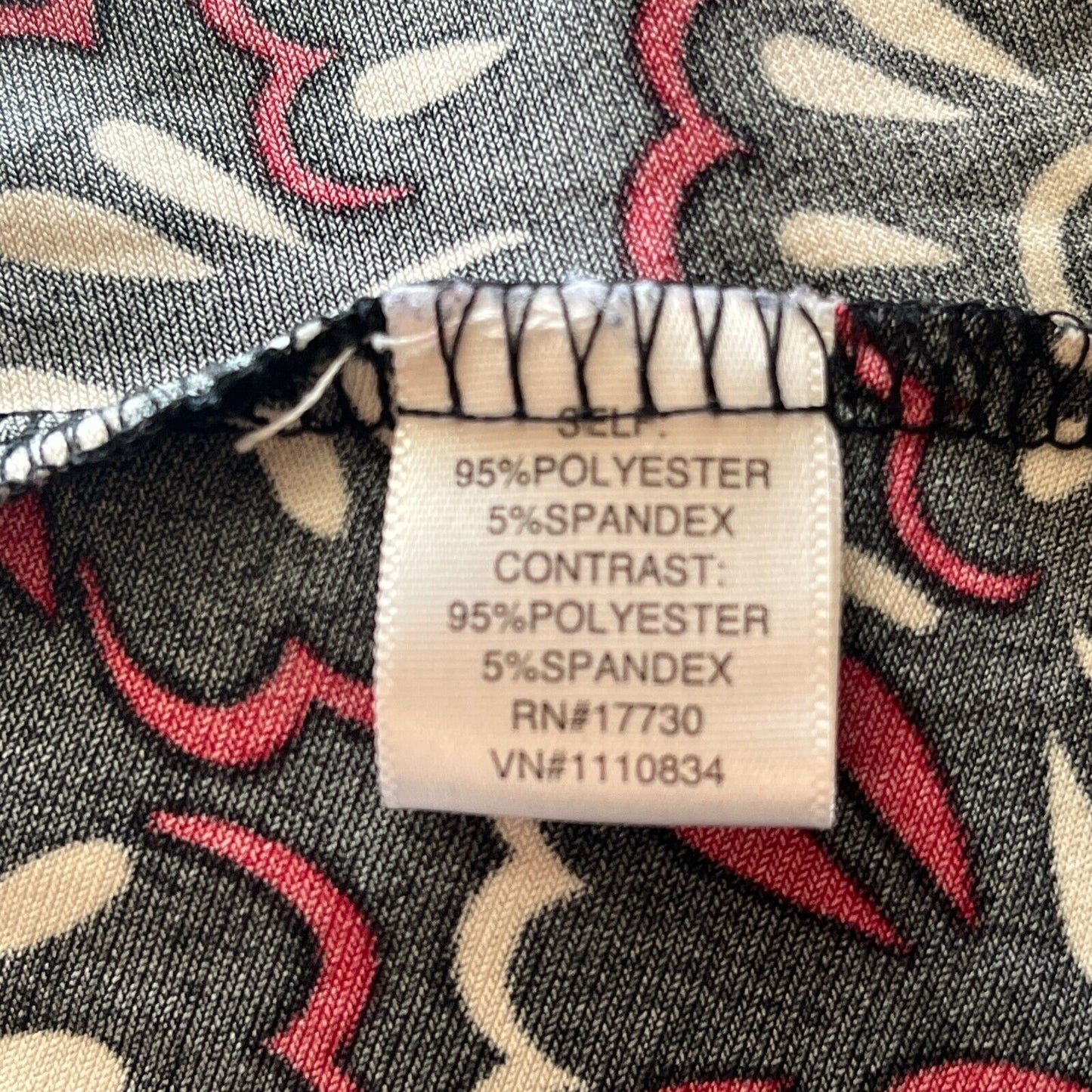 Vintage Merona Womens Sz M Midi Dress Black Red White V Neck