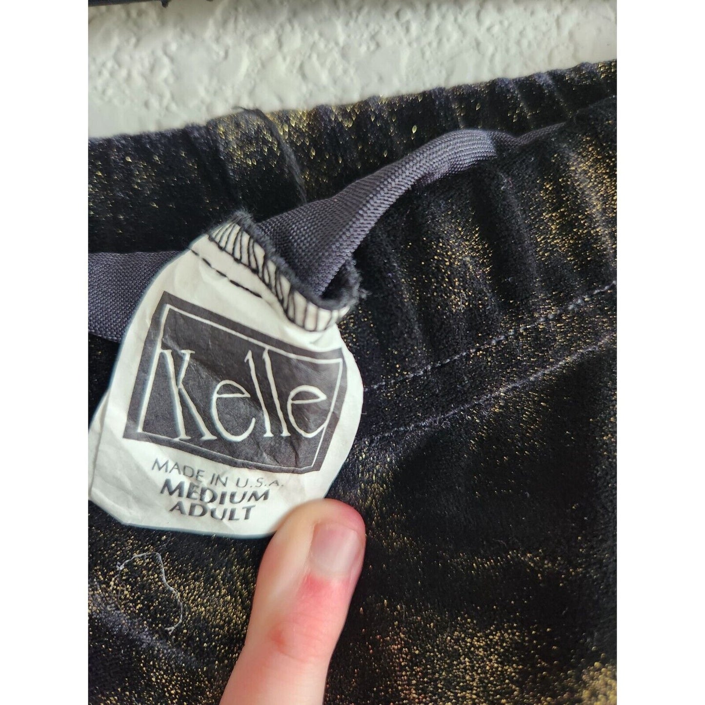 Vintage 1990s Kelle Womens Sz M Velvet Maxi Skirt Black Gold