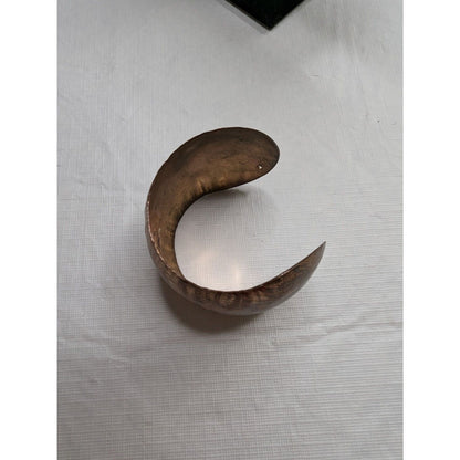 Vintage 1970s Wide Metal Cuff Bracelet Gold Tone Stamped