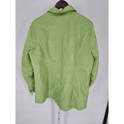 Coldwater Creek Womens Sz 1X Lime Green Quilted Button Up Jacket