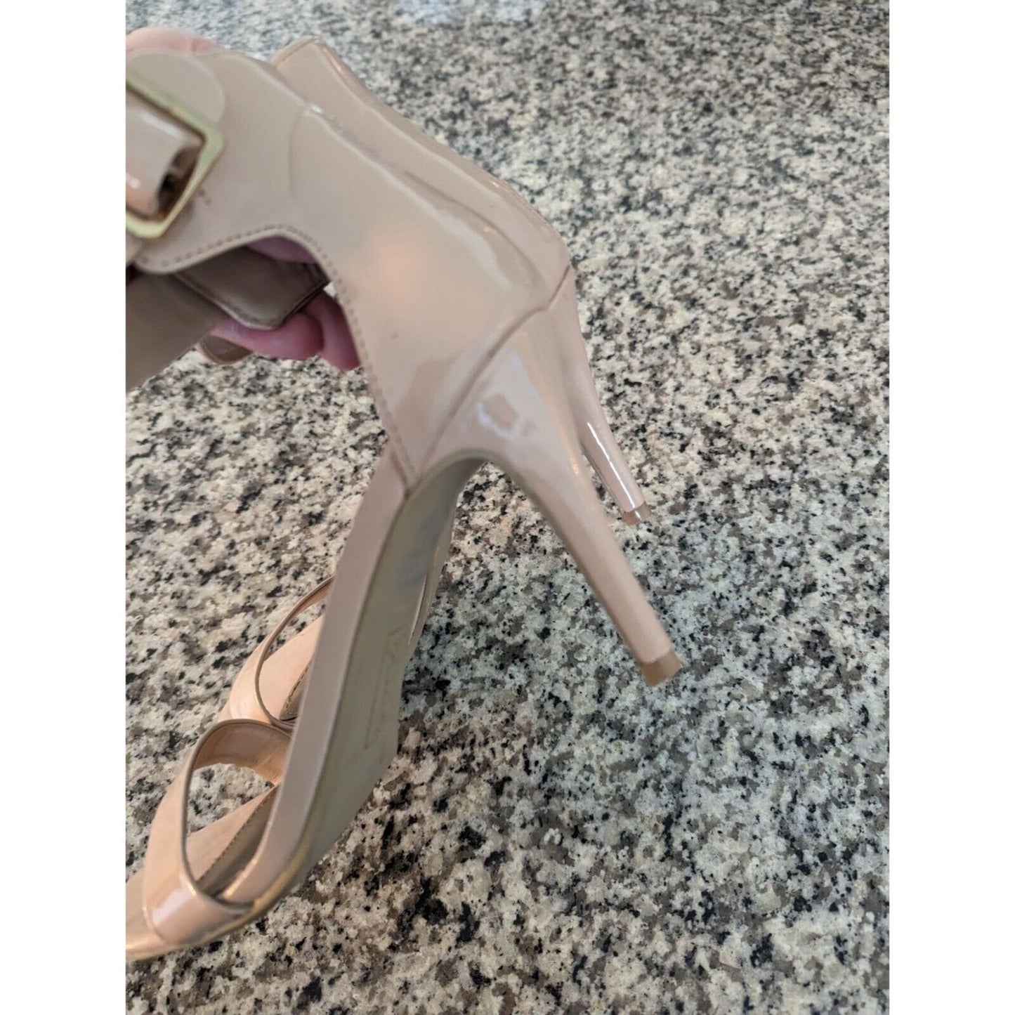 Trash Womens Sz 8.5 Light Blush Pink Patent Heels Ankle strap