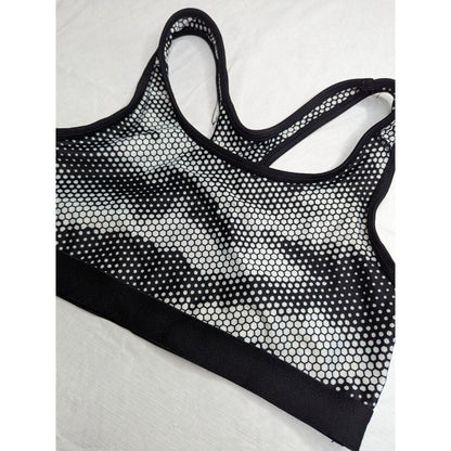 Danskin Now Womens Sz S Sports Bra Black White Geometric Print