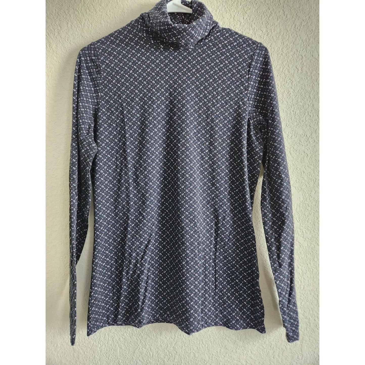 Vintage Lands End Womens Sz M Shaperd Turtleneck Long Sleeve Shirt Dark Blue