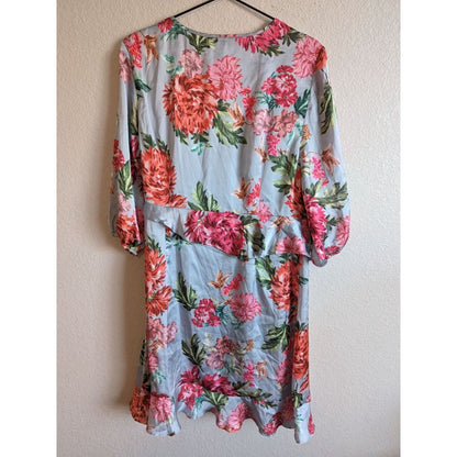 Ella Moon Womens Sz L Knee Length Wrap Dress Long Sleeve Floral NEW