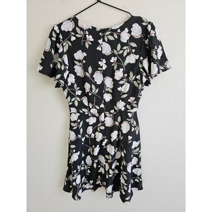 JOA Just One Answer Womens Sz S Above Knee Black and White Floral Dress NEW