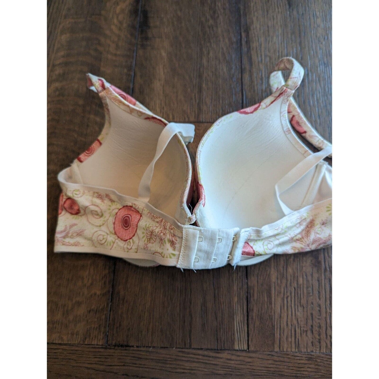 Total Solution by Maidenform Sz 38C T Shirt Bra Ivory Pink Floral