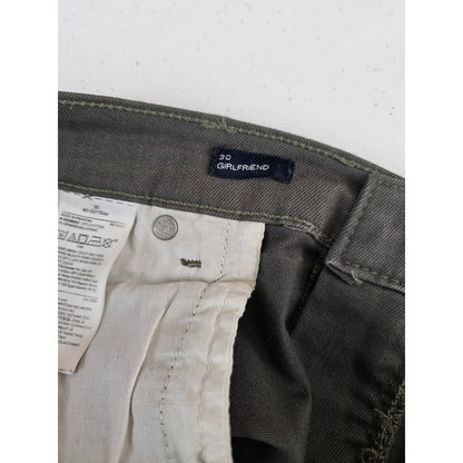 Gap Womens Sz 30 Girlfriend Fit Skinny Jeans Dark Army Green Distressed