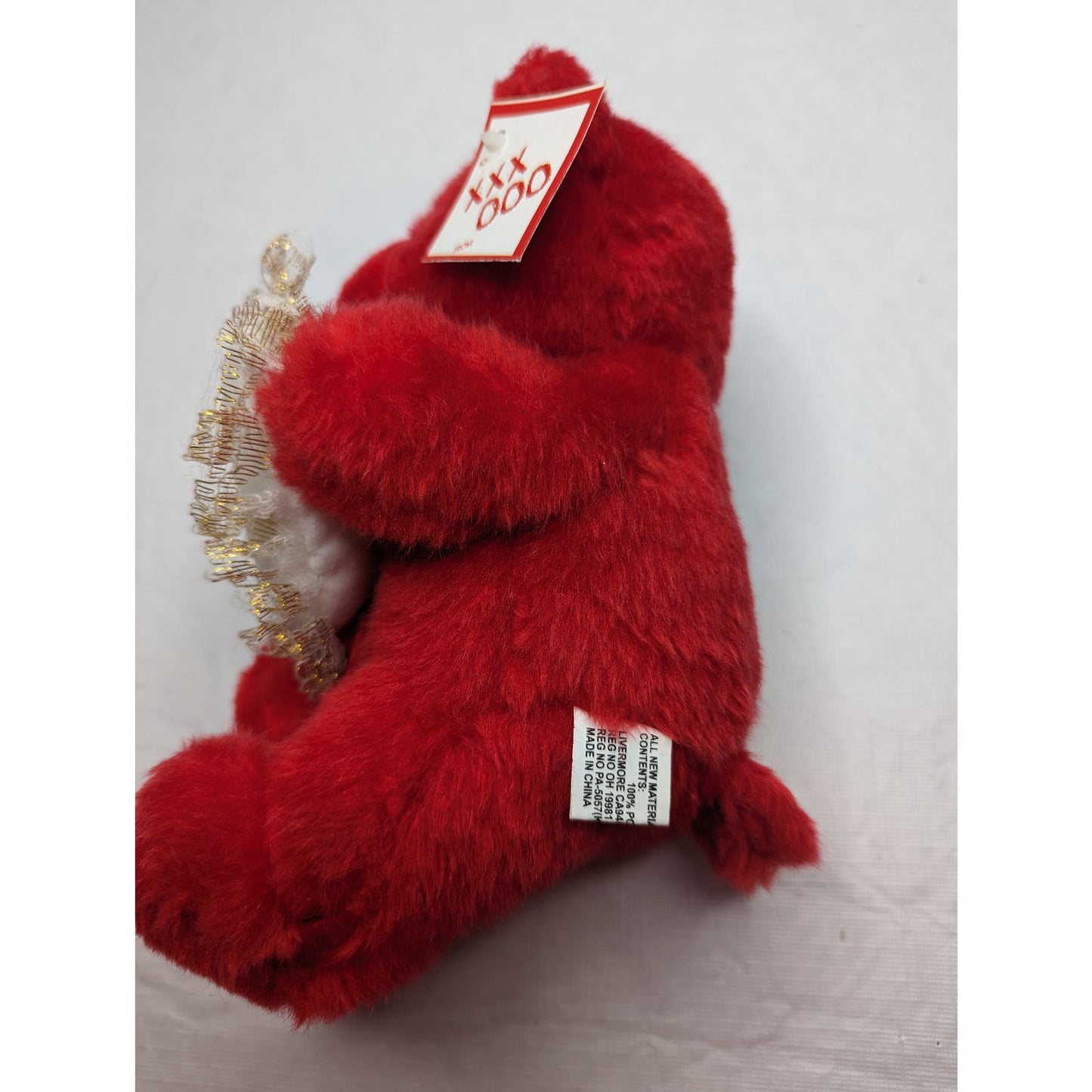 Vintage Y2K Plush Stuffed Animal Valentines Day Red Teddy Bear Heart I Love You