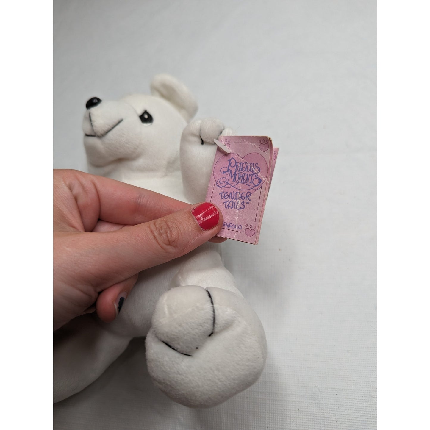 1998 Precious Moments Tender Tails Beanie Plush Stuffed Polar Bear w/ Tags