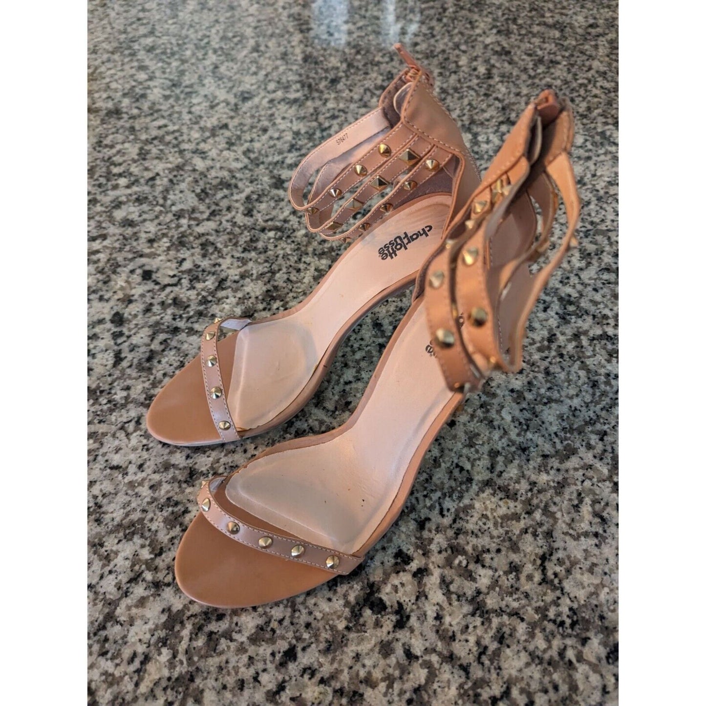 Charlotte Russe Womens Sz 10 Strappy Heels Studded Light Pink Y2K Drag