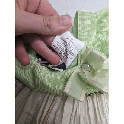Vintage 1990s Rare Editions Baby Girls Sz 18M Dress Legging Set Green Ivory