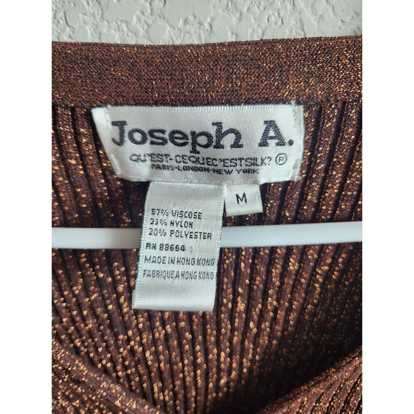 Joseph A Womens Sz M Brown and Gold MEtallic Weave Cardigan Sweater Vintage