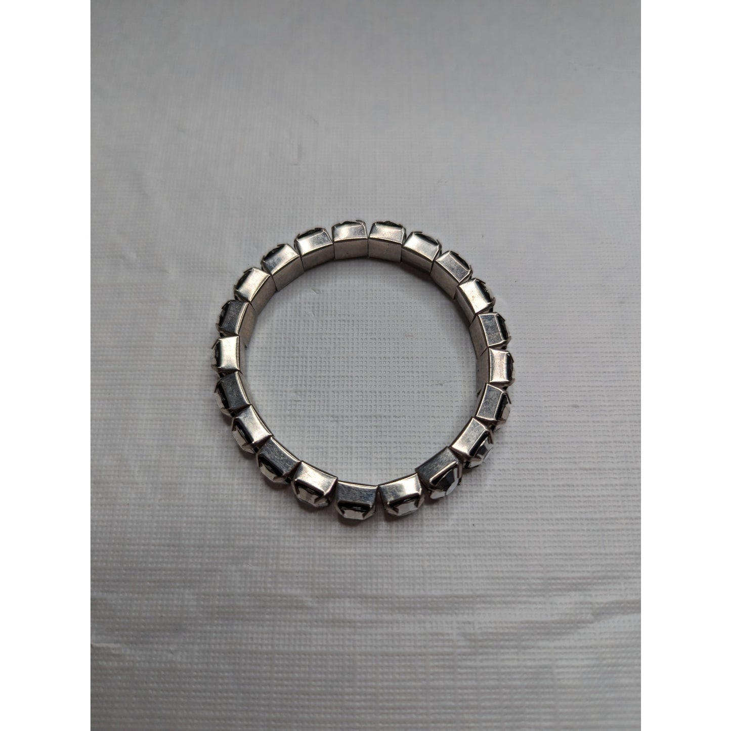 Vintage 1990s Silver Rhinestone Stretch Bracelet Diamond Shapes