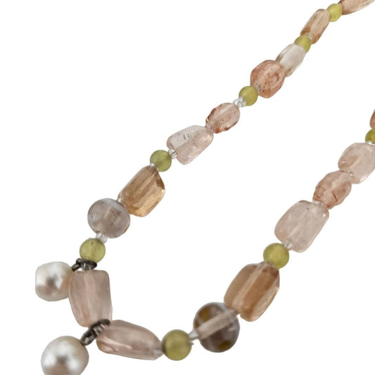 Vintage Handmade Glass Beaded Single Strand Necklace Peach Translucent