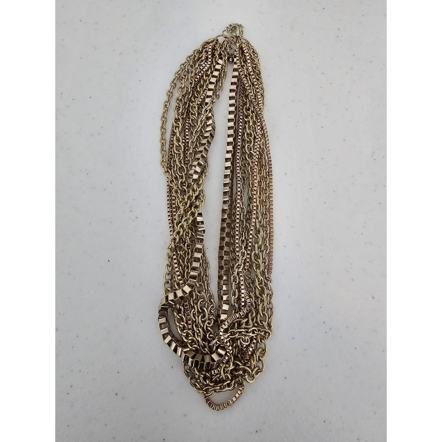 Vintage Y2K 2000s Layered Gold Tone Chain Necklace Formal