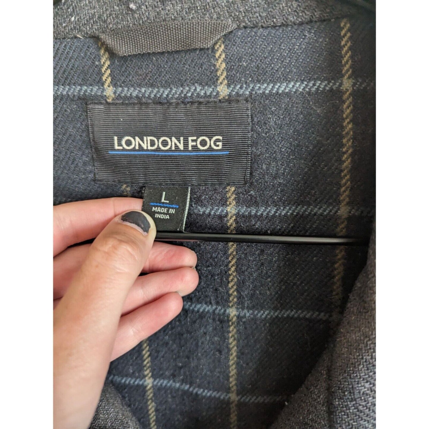 London Fog Mens Sz L Heavy Wool Coat Zip Up dark Gray Utility