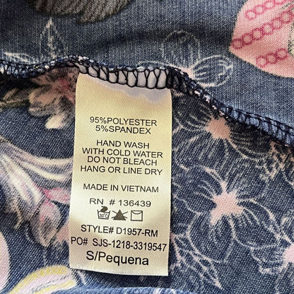 SJS Womens Sz S Knee Length Dress Bell Sleeve Navy Floral