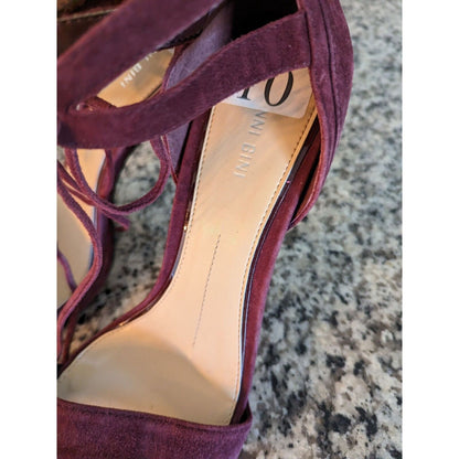 Gianni Bini Womens Sz 10 Purple Suede Leather Strappy High Heels