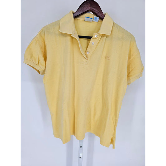 The North Face Womens Sz L Short Sleeve Cotton Polo Shirt Light Yellow