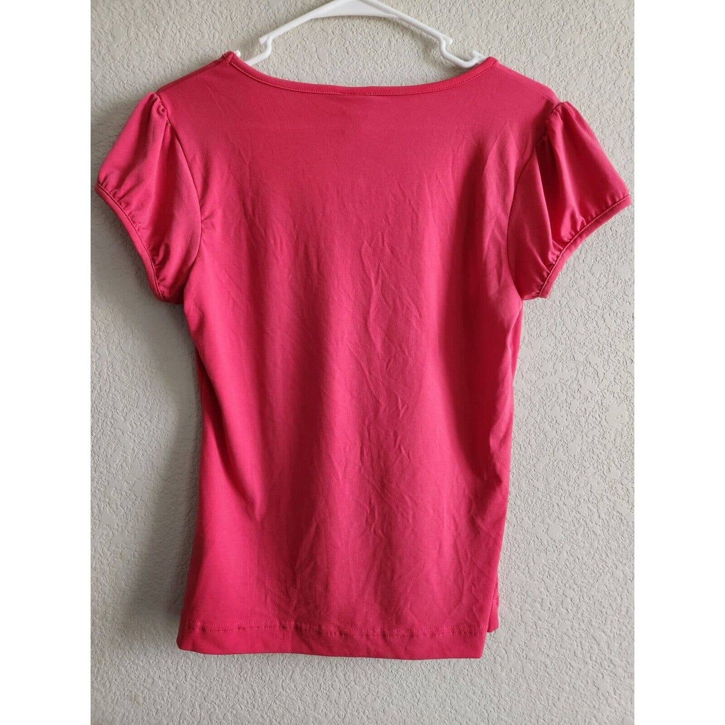 Vintage Worthington Womens Sz M V Neck Short Sleeve T Shirt Salmon Pink