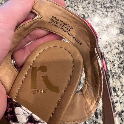 RE Report Womens Sz 10 Wedge Heels Macaw Colorful Rhinestone Front