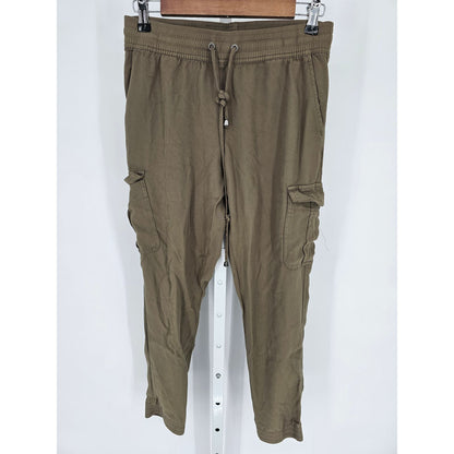 Beceel Womens Sz M Olive Green Cargo Jogger Pants Rayon Lightweight