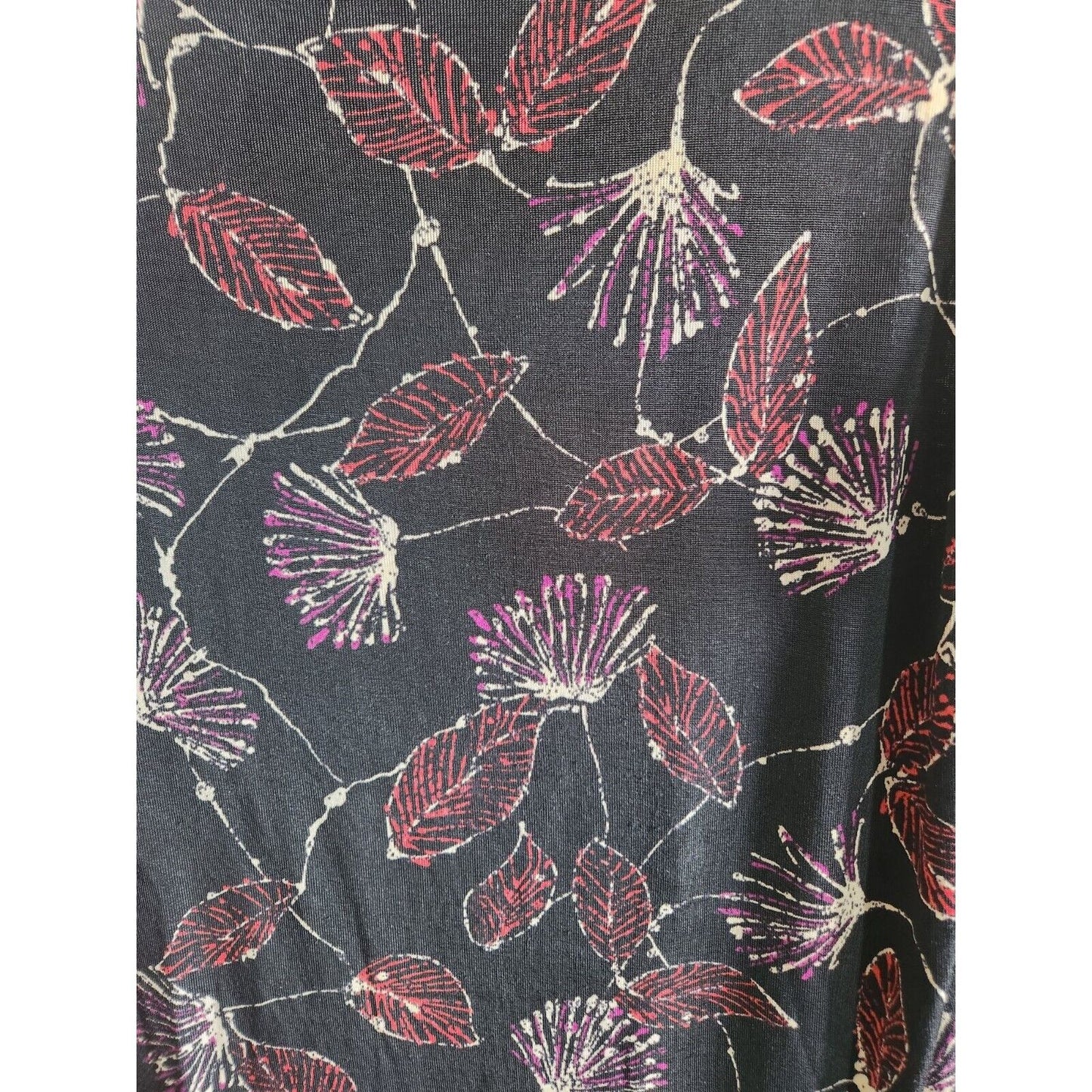 Hearts of Palm Womens Sz M Blouse and Skirt Set Black Pink Floral Slinky